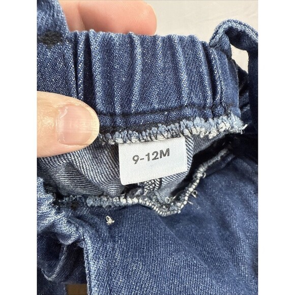 Unbranded Overalls Bear Design Distressed Flare Leg Size 9-12 M Preowned - Picture 9 of 11